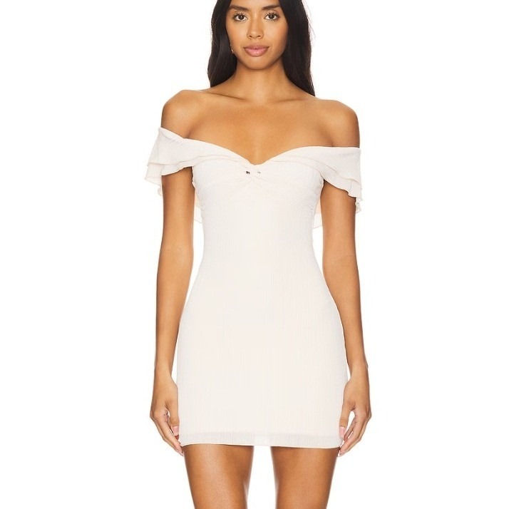 More To Come Graciela Off Shoulder Cream Mini Dress Large Revolve Going Out